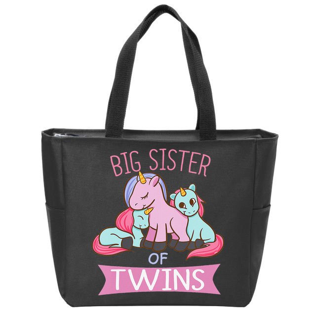 Big Sister of Twins Unicorn Twin Zip Tote Bag