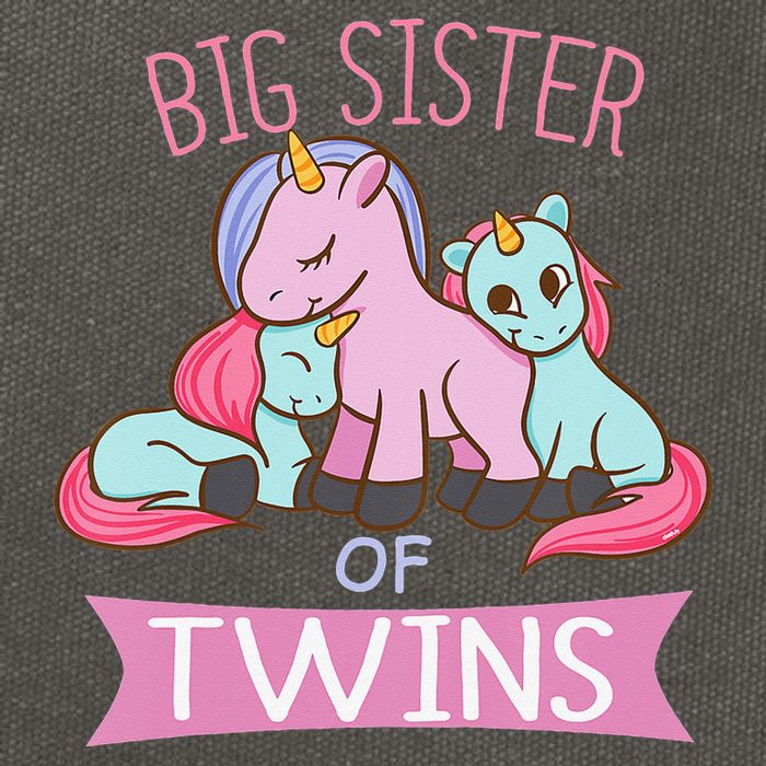 Big Sister of Twins Unicorn Twin Cotton Canvas Backpack