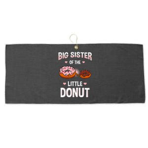 Big Sister Of The Little Donut Gender Reveal Announcement Large Microfiber Waffle Golf Towel