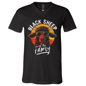 Black S.H.E.E.P Of He Family Funny Saying V-Neck T-Shirt