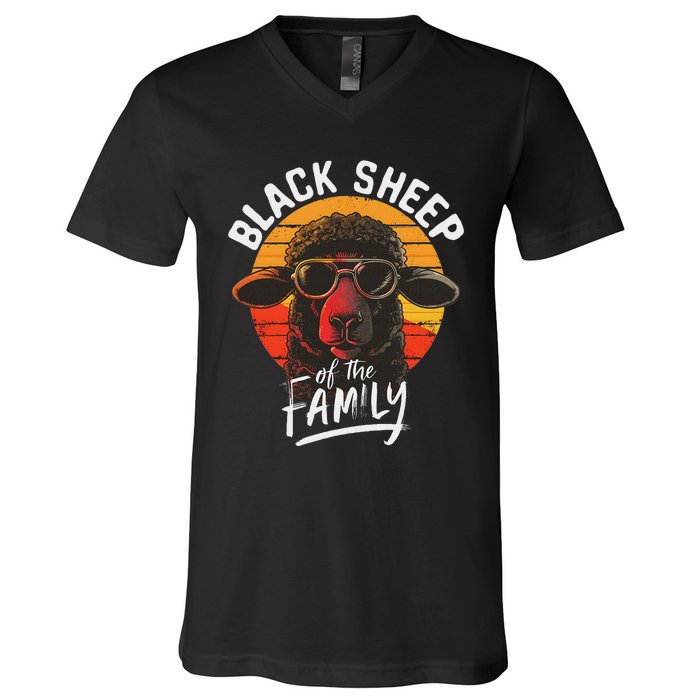 Black S.H.E.E.P Of He Family Funny Saying V-Neck T-Shirt