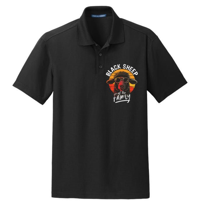 Black S.H.E.E.P Of He Family Funny Saying Dry Zone Grid Polo