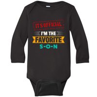 Beloved Son Of The Family Its Official Im The Favorite Son Baby Long Sleeve Bodysuit