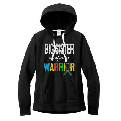 Big Sister Of A Warrior Autism Awareness Support Women's Fleece Hoodie