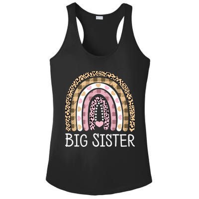 Big Sister Outfit Girls Rainbow Leopard Big Sis Announcement Ladies PosiCharge Competitor Racerback Tank