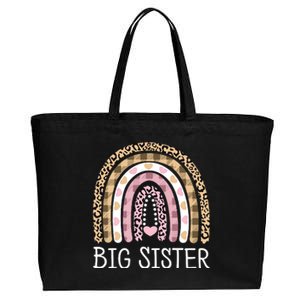 Big Sister Outfit Girls Rainbow Leopard Big Sis Announcement Cotton Canvas Jumbo Tote