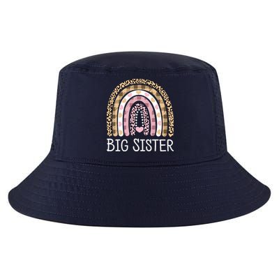 Big Sister Outfit Girls Rainbow Leopard Big Sis Announcement Cool Comfort Performance Bucket Hat