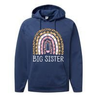 Big Sister Outfit Girls Rainbow Leopard Big Sis Announcement Performance Fleece Hoodie