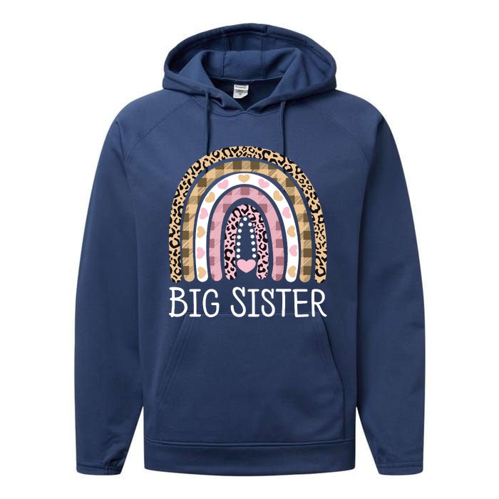 Big Sister Outfit Girls Rainbow Leopard Big Sis Announcement Performance Fleece Hoodie