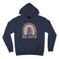 Big Sister Outfit Girls Rainbow Leopard Big Sis Announcement Hoodie