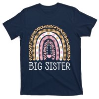 Big Sister Outfit Girls Rainbow Leopard Big Sis Announcement T-Shirt