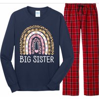 Big Sister Outfit Girls Rainbow Leopard Big Sis Announcement Long Sleeve Pajama Set