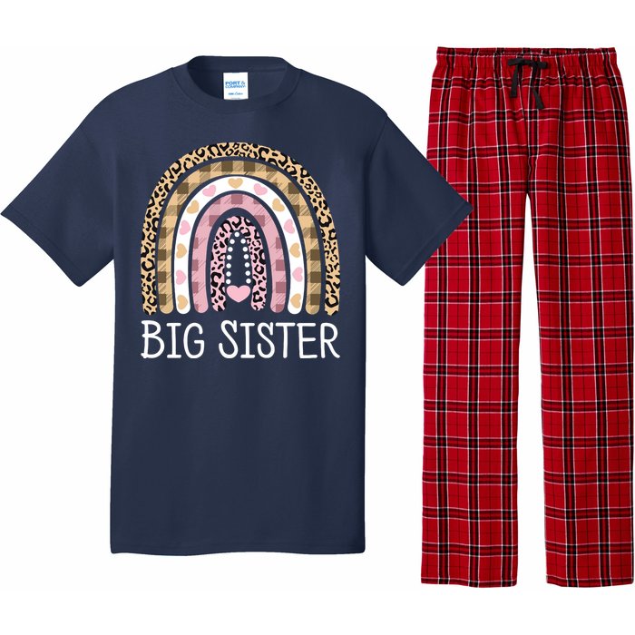 Big Sister Outfit Girls Rainbow Leopard Big Sis Announcement Pajama Set