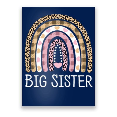 Big Sister Outfit Girls Rainbow Leopard Big Sis Announcement Poster