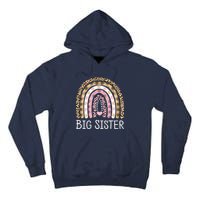 Big Sister Outfit Girls Rainbow Leopard Big Sis Announcement Tall Hoodie