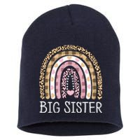 Big Sister Outfit Girls Rainbow Leopard Big Sis Announcement Short Acrylic Beanie