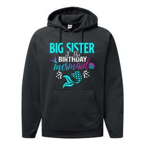 Big Sister Of The Birthday Mermaid Matching Family Performance Fleece Hoodie