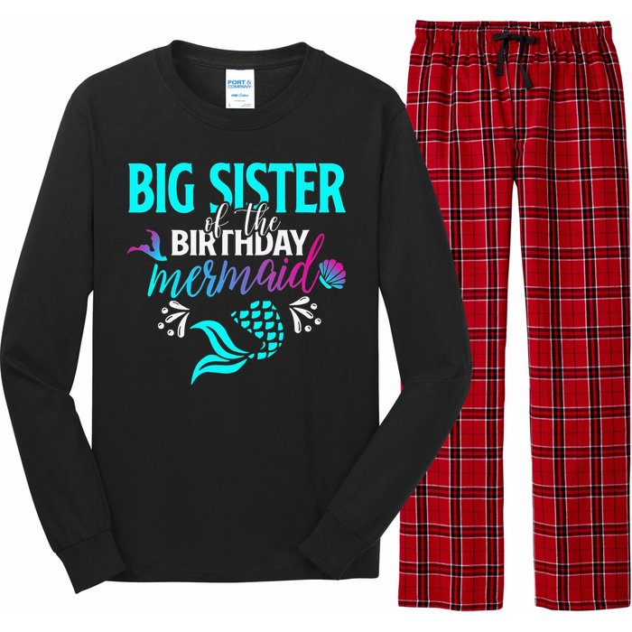 Big Sister Of The Birthday Mermaid Matching Family Long Sleeve Pajama Set