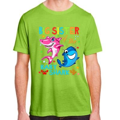 Big Sister Of The Baby Shark Birthday Big Sister Shark Adult ChromaSoft Performance T-Shirt