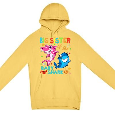 Big Sister Of The Baby Shark Birthday Big Sister Shark Premium Pullover Hoodie