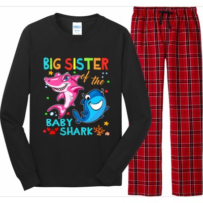 Big Sister Of The Baby Shark Birthday Big Sister Shark Long Sleeve Pajama Set