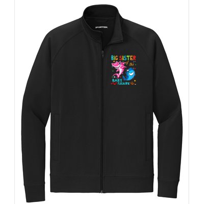 Big Sister Of The Baby Shark Birthday Big Sister Shark Stretch Full-Zip Cadet Jacket