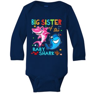 Big Sister Of The Baby Shark Birthday Big Sister Shark Baby Long Sleeve Bodysuit