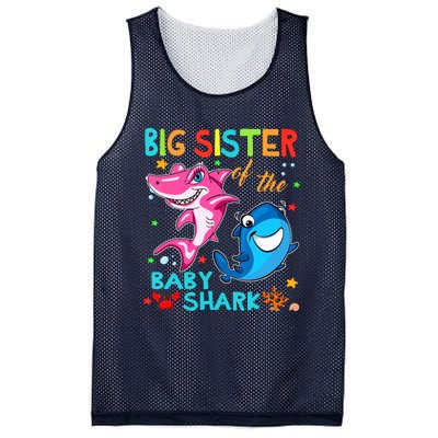 Big Sister Of The Baby Shark Birthday Big Sister Shark Mesh Reversible Basketball Jersey Tank