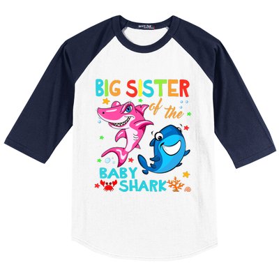 Big Sister Of The Baby Shark Birthday Big Sister Shark Baseball Sleeve Shirt