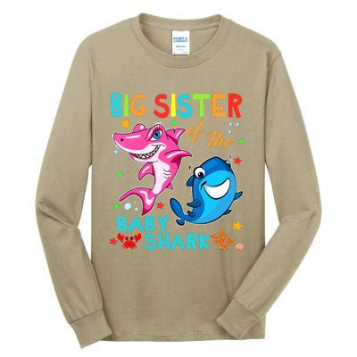 Big Sister Of The Baby Shark Birthday Big Sister Shark Tall Long Sleeve T-Shirt