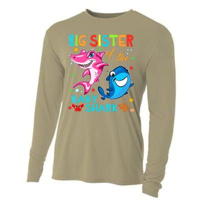 Big Sister Of The Baby Shark Birthday Big Sister Shark Cooling Performance Long Sleeve Crew