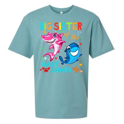 Big Sister Of The Baby Shark Birthday Big Sister Shark Sueded Cloud Jersey T-Shirt