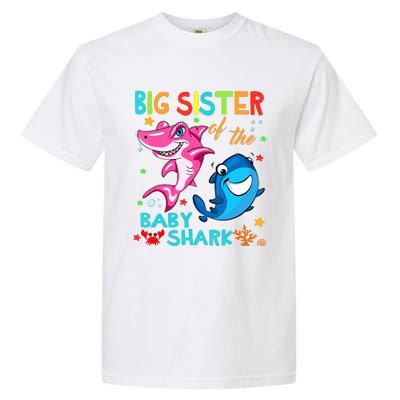 Big Sister Of The Baby Shark Birthday Big Sister Shark Garment-Dyed Heavyweight T-Shirt