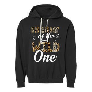 Big Sister Of The Wild One Zoo Themed 1st Birthday Party Garment-Dyed Fleece Hoodie