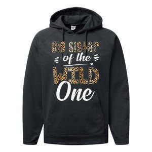 Big Sister Of The Wild One Zoo Themed 1st Birthday Party Performance Fleece Hoodie