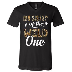 Big Sister Of The Wild One Zoo Themed 1st Birthday Party V-Neck T-Shirt