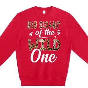 Big Sister Of The Wild One Zoo Themed 1st Birthday Party Premium Crewneck Sweatshirt