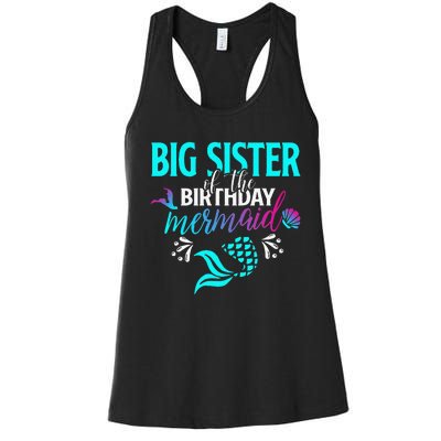 Big Sister Of The Birthday Mermaid Matching Family Women's Racerback Tank