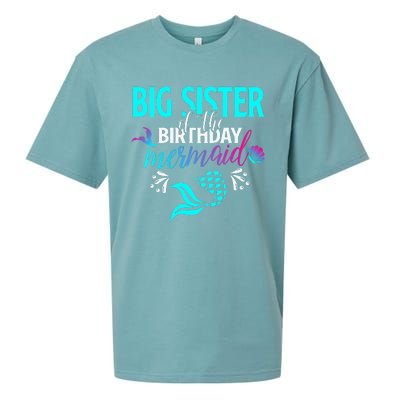 Big Sister Of The Birthday Mermaid Matching Family Sueded Cloud Jersey T-Shirt