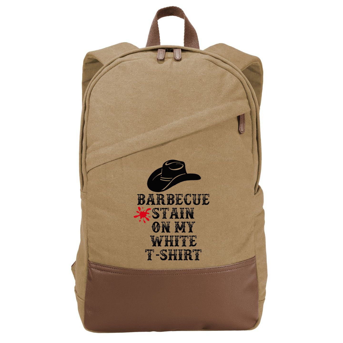 Barbecue Stain On My White Country Western Cotton Canvas Backpack