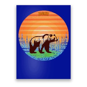 Bear Standing On Grass Of A Tree Lined Sunset Poster