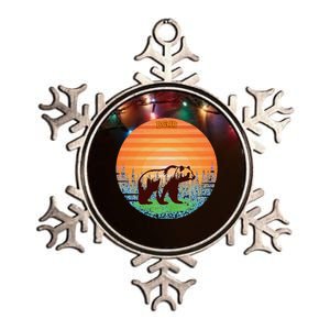 Bear Standing On Grass Of A Tree Lined Sunset Metallic Star Ornament