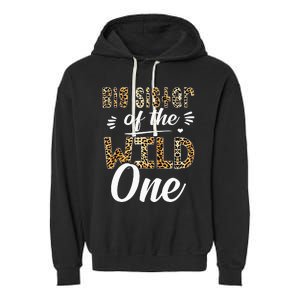 Big Sister Of The Wild One Zoo Themed 1stBirthday Party Garment-Dyed Fleece Hoodie