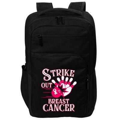 Bowling Strike Out Breast Cancer Awareness Pink Ribbon Gift Impact Tech Backpack