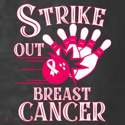 Bowling Strike Out Breast Cancer Awareness Pink Ribbon Gift T-Shirt