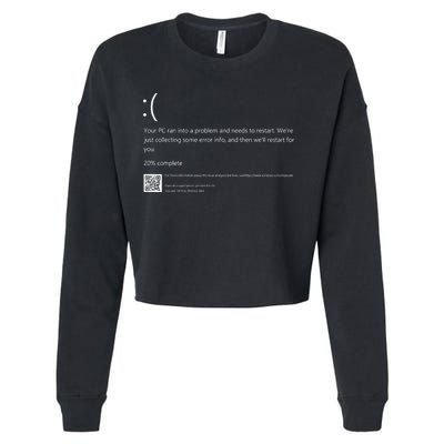 Blue Screen Of Death IT Geek Halloween Party DIY Costume Cropped Pullover Crew
