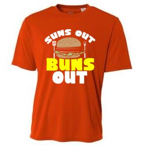 Barbeque Suns Out Buns Out Bbq Burger Barbeque Gift Cooling Performance Crew T-Shirt