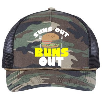 Barbeque Suns Out Buns Out Bbq Burger Barbeque Gift Retro Rope Trucker Hat Cap