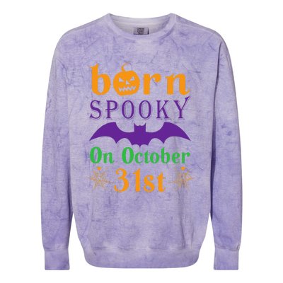 Born Spooky On Halloween October 31 Birthday Party Colorblast Crewneck Sweatshirt