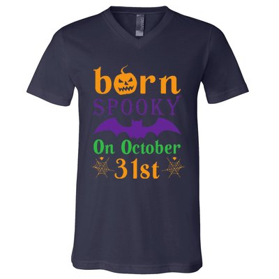 Born Spooky On Halloween October 31 Birthday Party V-Neck T-Shirt